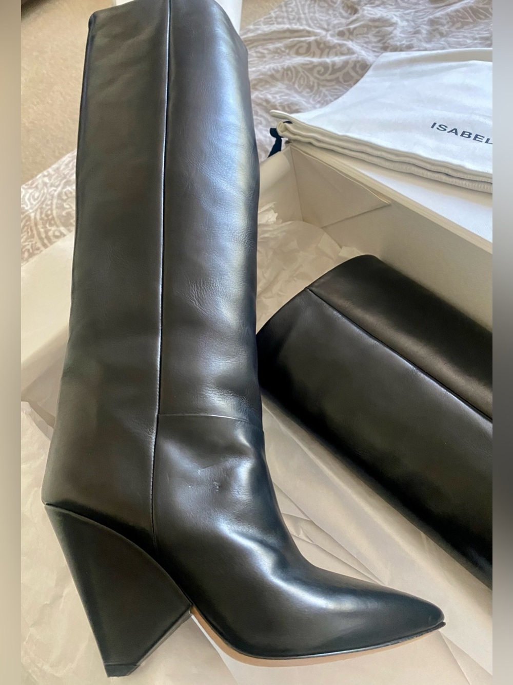 Isabel Marant Lokyo Knee High Boots Black Leather Size 36 w/ Box & Dust Bag